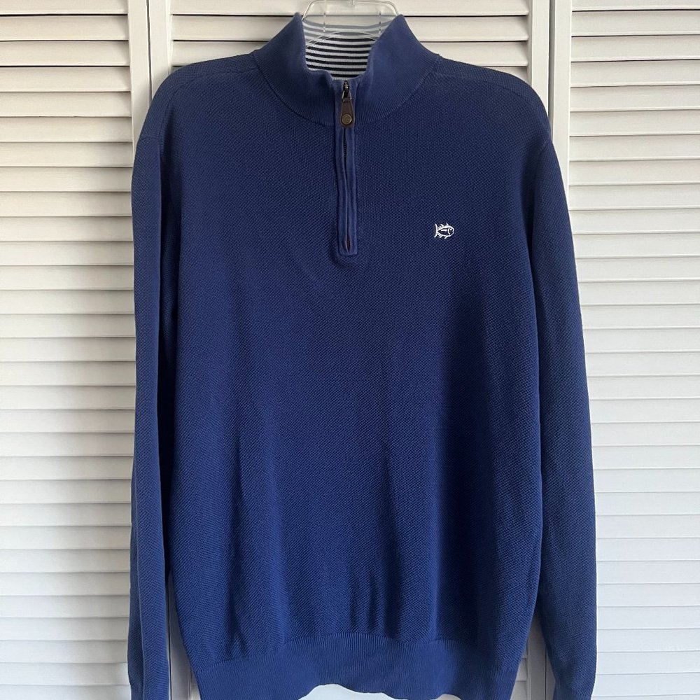 Southern Tide Club quarter zip pullover navy & white men’s medium